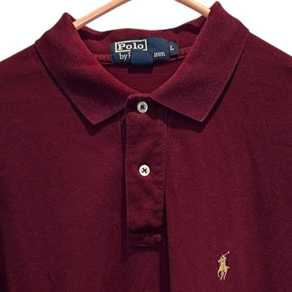 Polo Ralph‎ Lauren Long Sleeve Polo Shirt Large Men's Burgundy Excellent Cotton